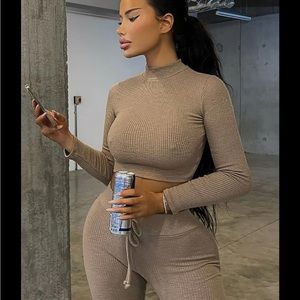 Fashionnova Ribbed Mock Neck Set